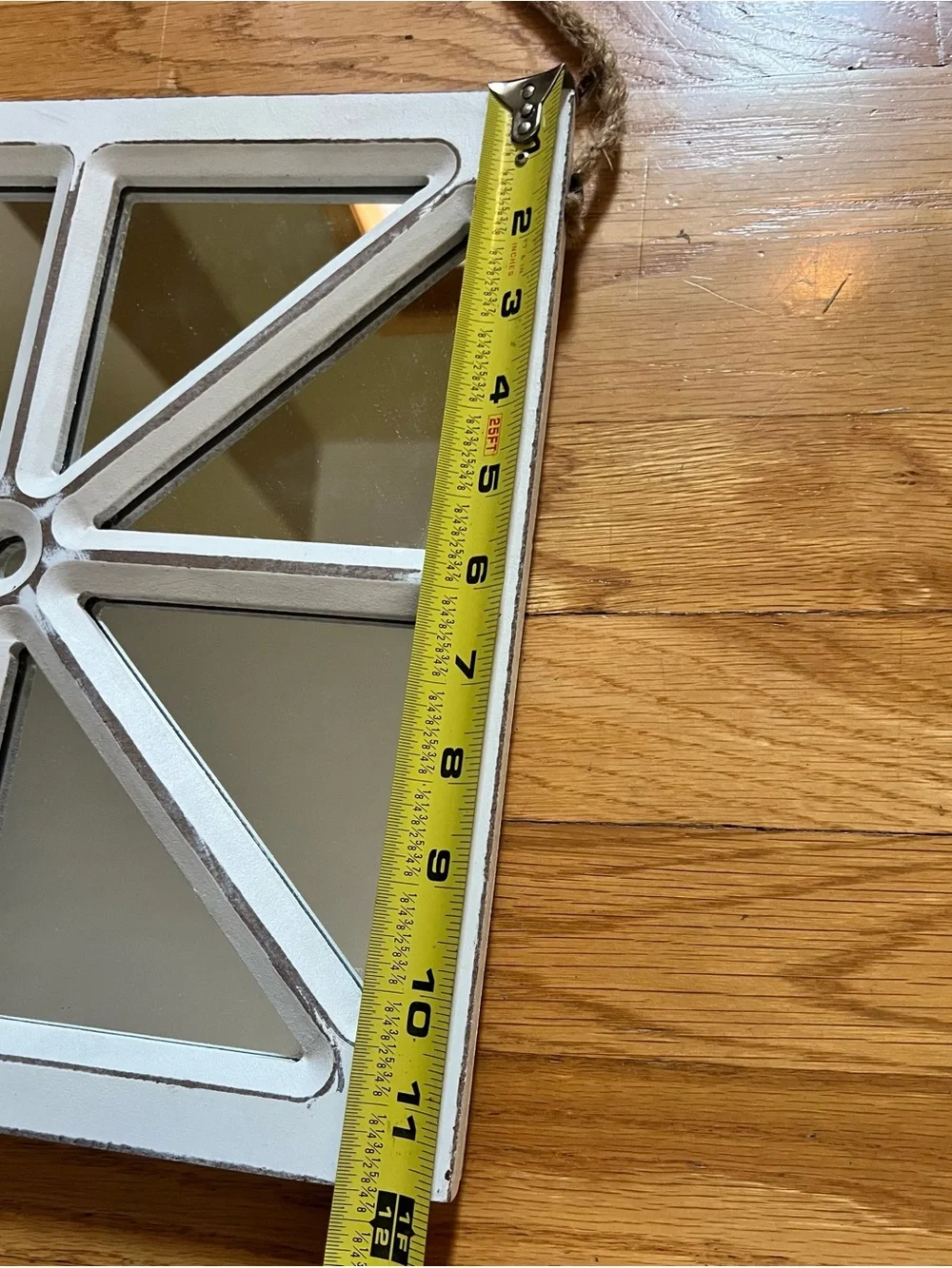 White Wooden Paneled Wall Mirror - Farmhouse Style